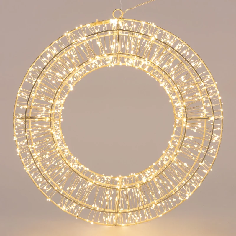 LED Metall Kranz Ø 50 cm mit 1440 LEDs Warmweiß IP44