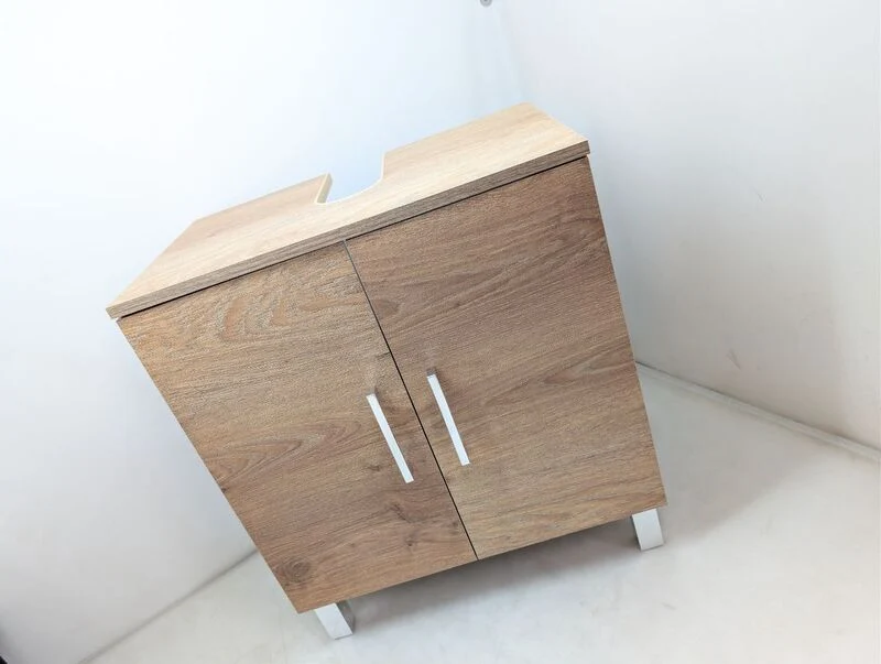 B-Ware Waschtischunterschrank Walnuss-Dekor 60,2x38,5x56cm Badschrank Stauraum 2 Türen