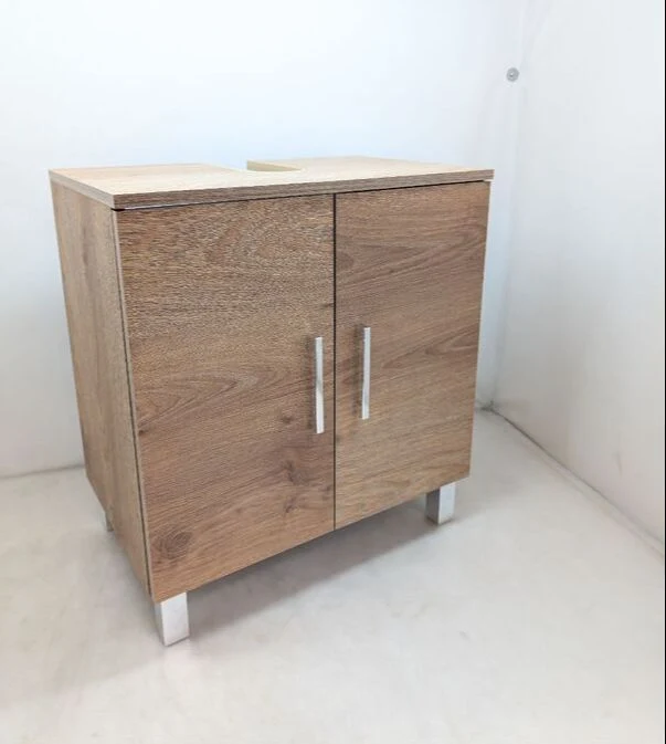 B-Ware Waschtischunterschrank Walnuss-Dekor 60,2x38,5x56cm Badschrank Stauraum 2 Türen