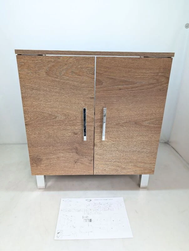 B-Ware Waschtischunterschrank Walnuss-Dekor 60,2x38,5x56cm Badschrank Stauraum 2 Türen