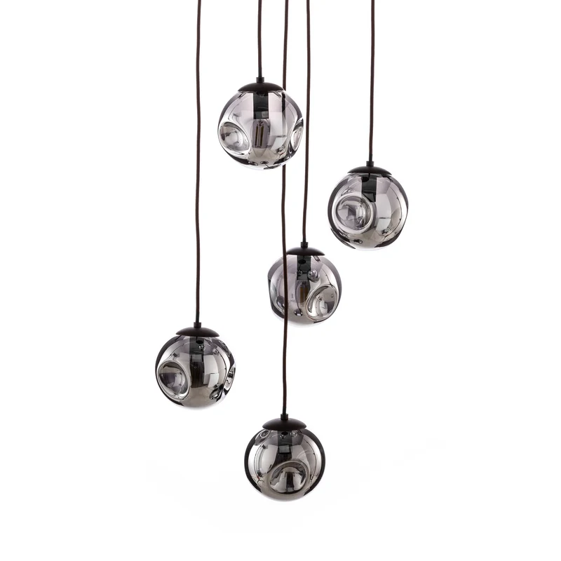 B-Ware Lindby Hängeleuchte Valentina Glas rauchgrau rund Hängelampe Lampe Leuchte S965