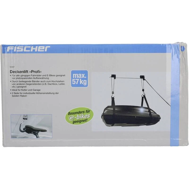 B-Ware Fischer Fahrrad Deckenlift ProfiPlus schwarz 1 Einstellplatz 57kg Tragkraft