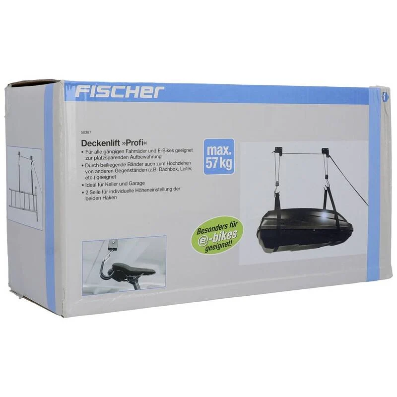 B-Ware Fischer Fahrrad Deckenlift ProfiPlus schwarz 1 Einstellplatz 57kg Tragkraft