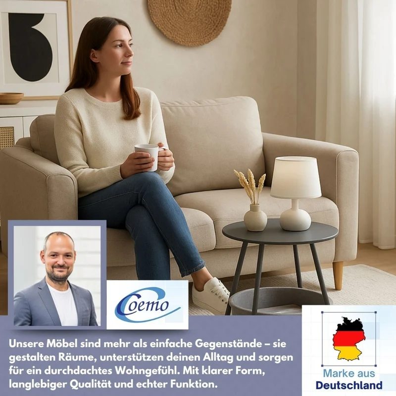 Coemo Beistelltisch Kosi mit Canvas Korb - Metallgestell mit Stoffkorb