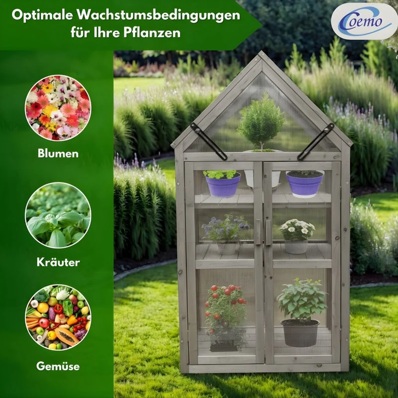 Coemo Gewächshaus Jan mit aufklappbaren Türen und Dach