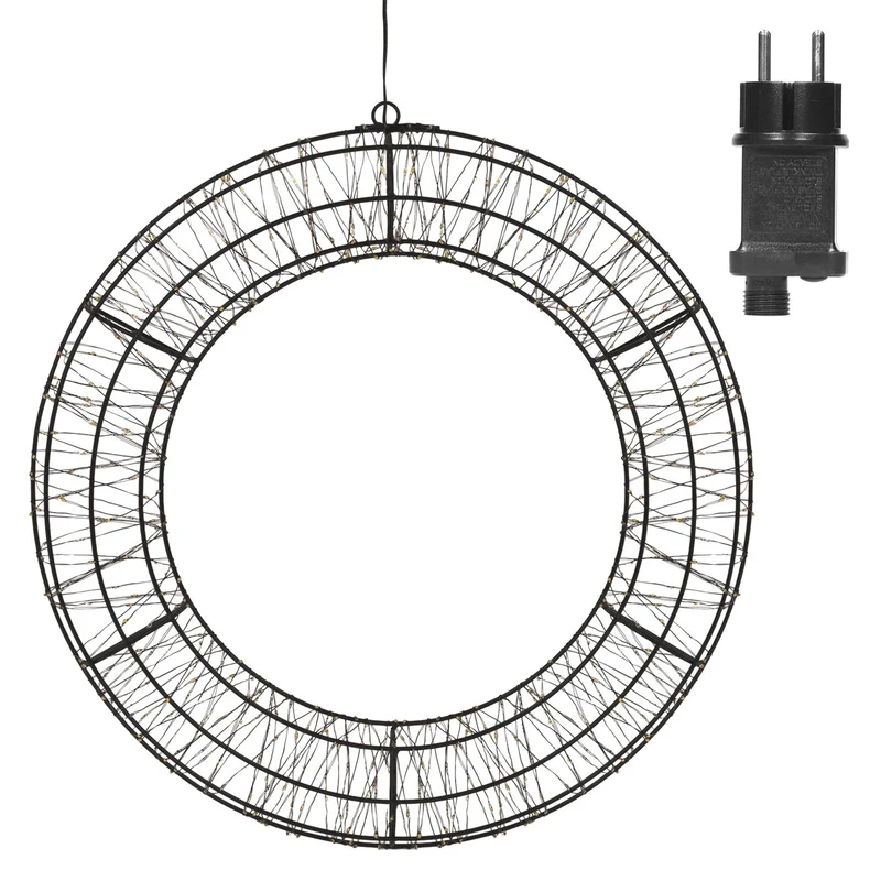 ECD Germany | LED Weihnachtskranz Ø58 cm Warmweiß Weihnachtsdeko mit Lichterkette Lichterkranz Fenster Weihnachtsbeleuchtung Außen 840LED Timer