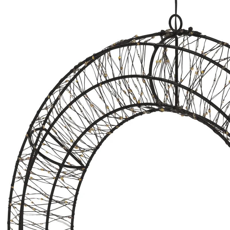 ECD Germany | LED Weihnachtskranz Ø58 cm Warmweiß Weihnachtsdeko mit Lichterkette Lichterkranz Fenster Weihnachtsbeleuchtung Außen 840LED Timer