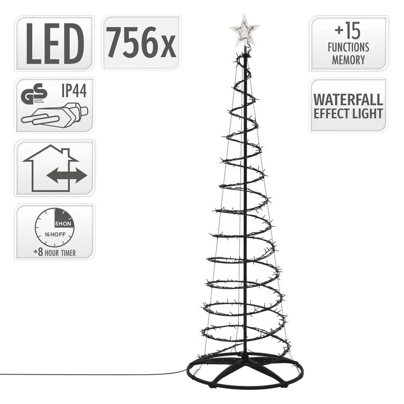 ECD Germany | LED Weihnachtsbaum mit Lichterkette, 210 cm, Weihnachtsdeko Innen/Außen, 756LED Warmweiß, Tannenbaum Lichterbaum Weihnachtsbeleuchtung