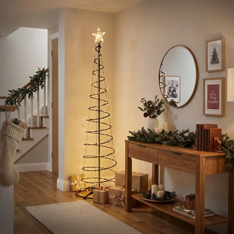 ECD Germany | LED Weihnachtsbaum mit Lichterkette, 210 cm, Weihnachtsdeko Innen/Außen, 756LED Warmweiß, Tannenbaum Lichterbaum Weihnachtsbeleuchtung
