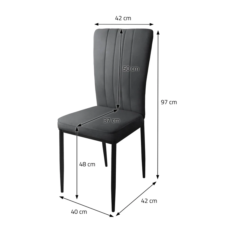 B-Ware Esszimmerstuhl 4er Set Grau mit Samtbezug und Metallbeinen Küchenstuhl ML-Design