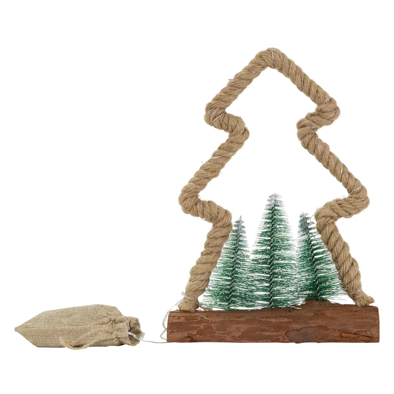 Deko LED Weihnachtsbaum aus Juteseil Standfigur 30 cm warmweiß mit Timerfunktion