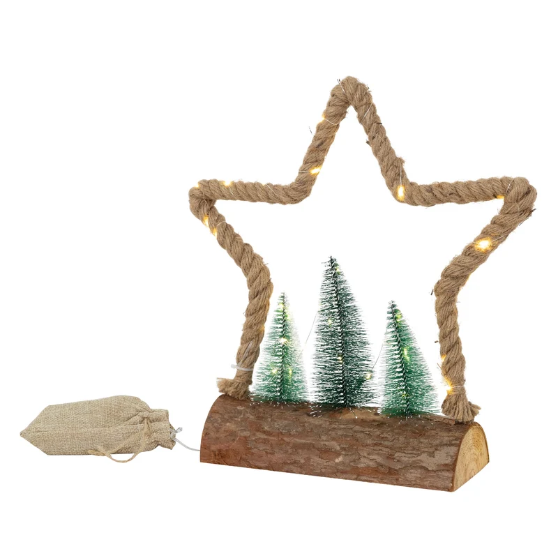 Deko LED Jute Stern mit LED-Beleuchtung