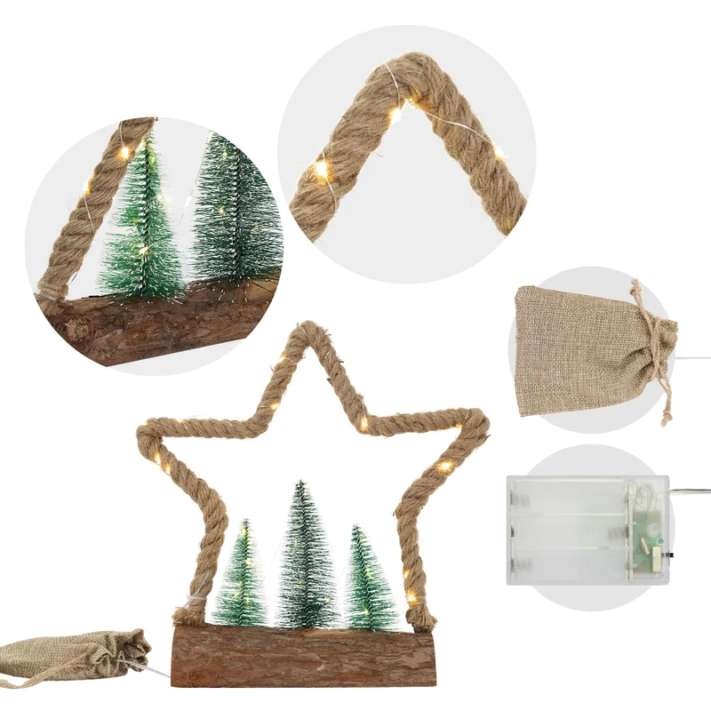 Deko LED Jute Stern mit LED-Beleuchtung