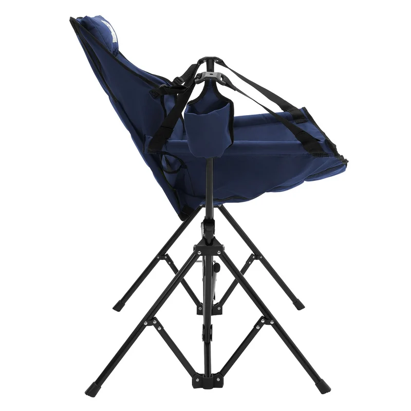 ECD GERMANY | Campingstuhl faltbar mit Stahlgestell Blau Schaukelstuhl bis 150kg Angelstuhl Klappstuhl mit verstellbarer Rückenlehne Faltstuhl Outdoor
