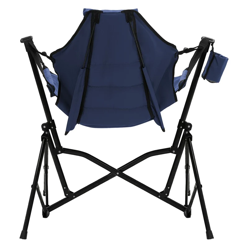 ECD GERMANY | Campingstuhl faltbar mit Stahlgestell Blau Schaukelstuhl bis 150kg Angelstuhl Klappstuhl mit verstellbarer Rückenlehne Faltstuhl Outdoor