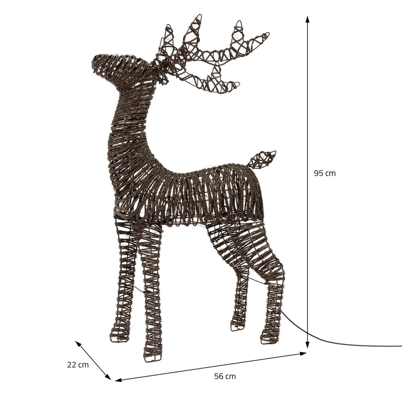 ECD GERMANY | LED Rentier Innen Außen 95 cm 600 LED Extra Warmweiß Weihnachtsdeko mit Lichterkette Weihnachtsbeleuchtung Garten Weihnachtsfigur Hirsch