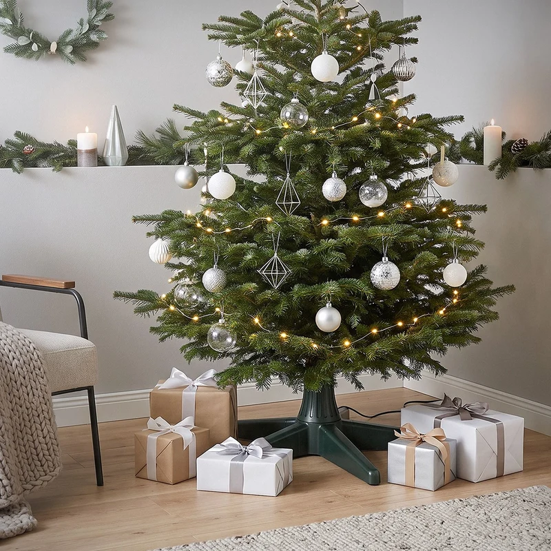 ECD GERMANY | Weihnachtsbaumständer drehbar und verstellbar, Grün, 65 cm, Elektrischer Christbaumständer, Tannenbaumständer für Bäume bis 240 cm Höhe