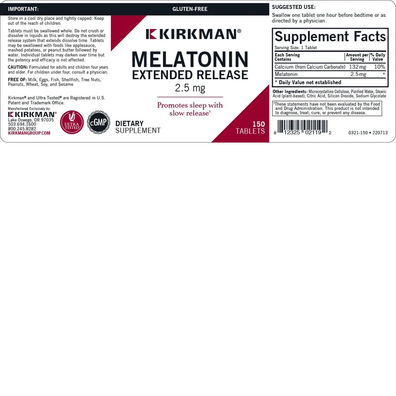 Melatonin Extended Release Tablets 2.5mg 150 ct