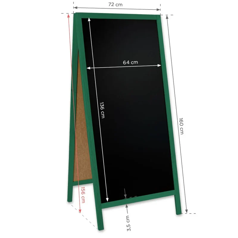Holz Kreidetafel-Aufsteller, 60x172cm, Grün, Indoor