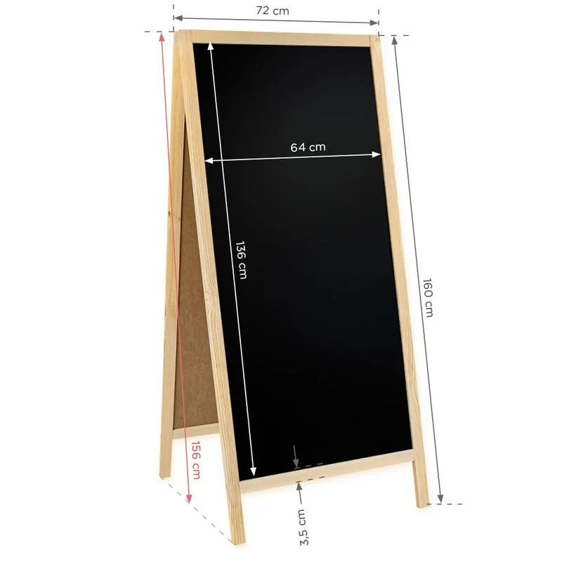 Holz Kreidetafel-Aufsteller, 60x172cm, Natur, Indoor