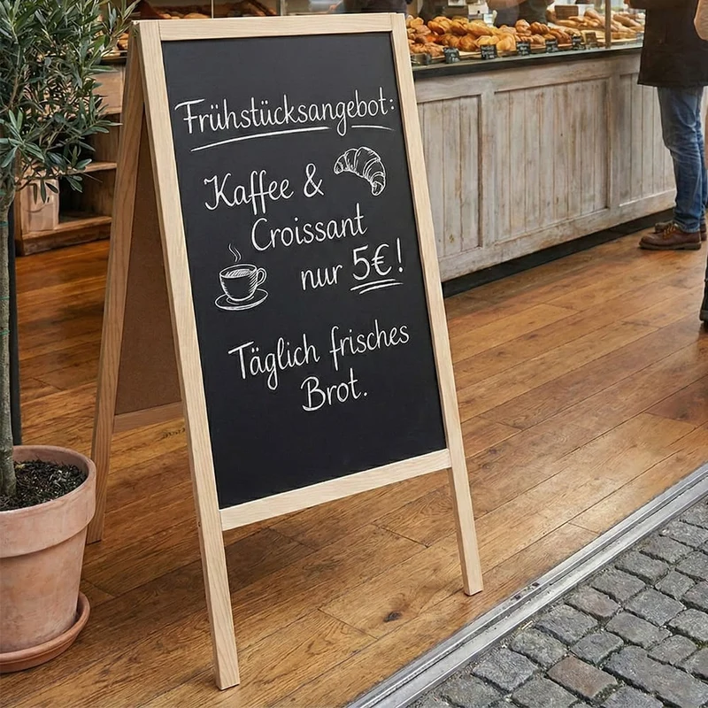 Holz Kreidetafel-Aufsteller, 61x118cmcm, Natur, Indoor