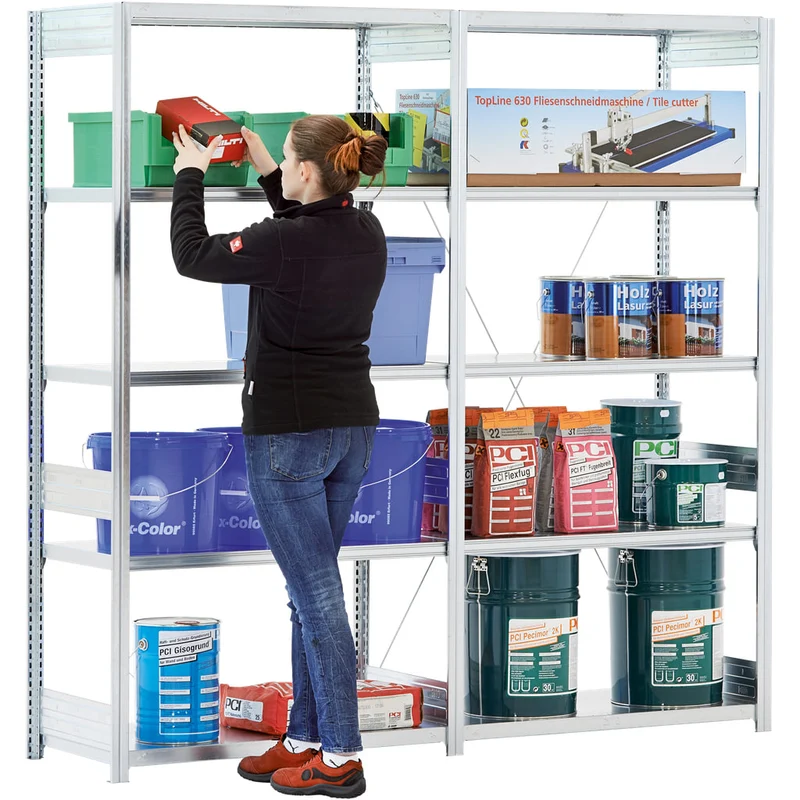 Fachbodenregal Anbauregal Industrieregal | Fachlast 300 kg – verzinktes Stecksystem von BITO