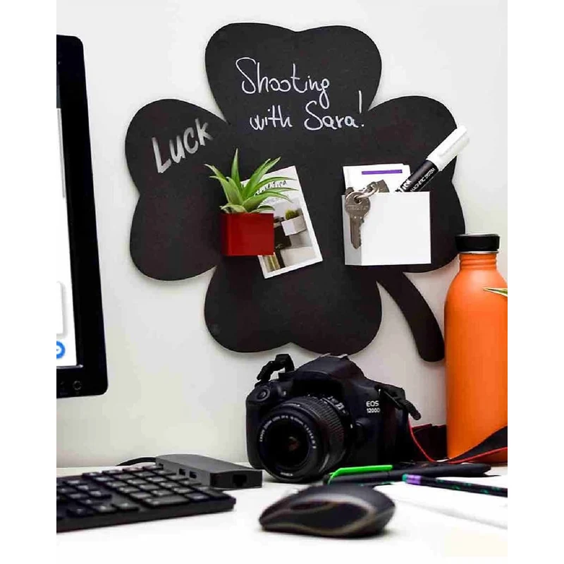 KalaMitica® Kreidetafel Magnetisch, Ohne Rahmen, Kleeblatt, 33x33cm, Schwarz/Anthrazit