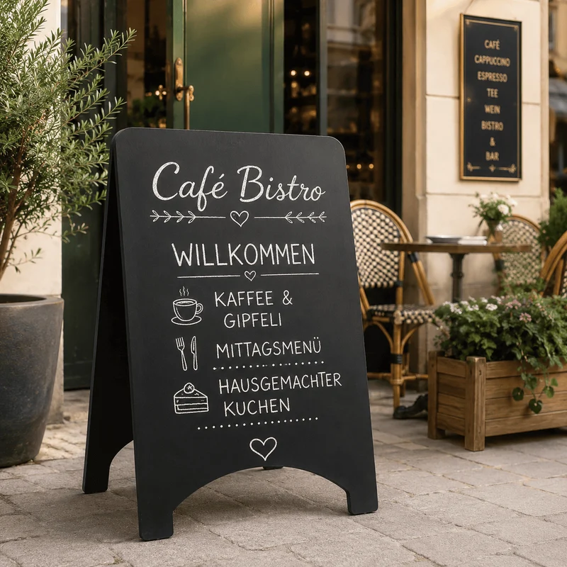 Magnetische Holz-Gehwegkreidetafel 60x90 cm – Schwarz