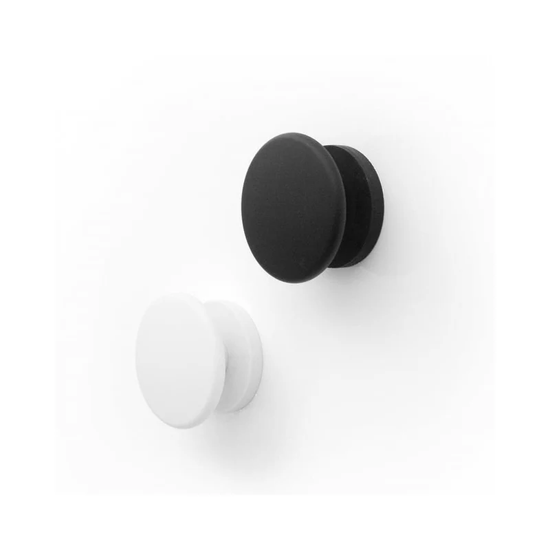 KalaMitica® Neodym-Magnetische Garderobenhaken Neodym, Ø5.2cm, Weiss/Schwarz, 2 Stk.