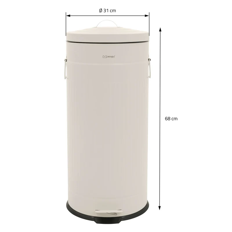 ML-DESIGN | Mülleimer 30L mit Fußpedal & Softclose-Deckel aus Stahl Beige Abfalleimer für Küche Tretmülleimer mit Inneneimer Retro Küchenmülleimer