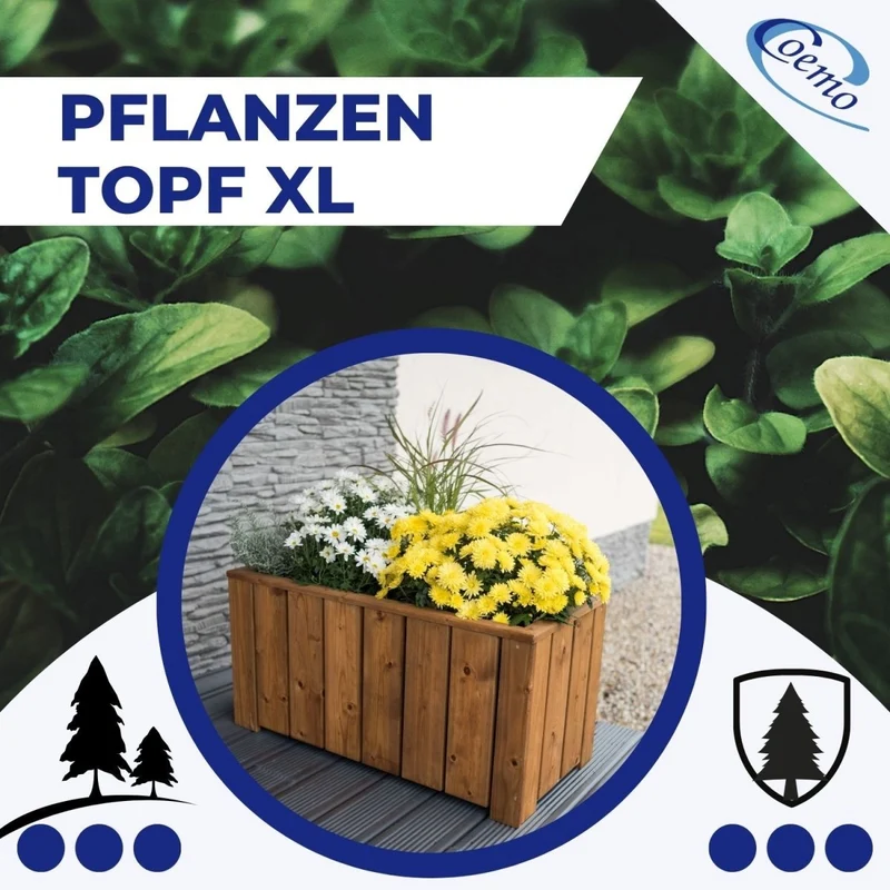 Coemo Blumenkasten Riga groß Holz Kräuterbeet Pflanzkübel