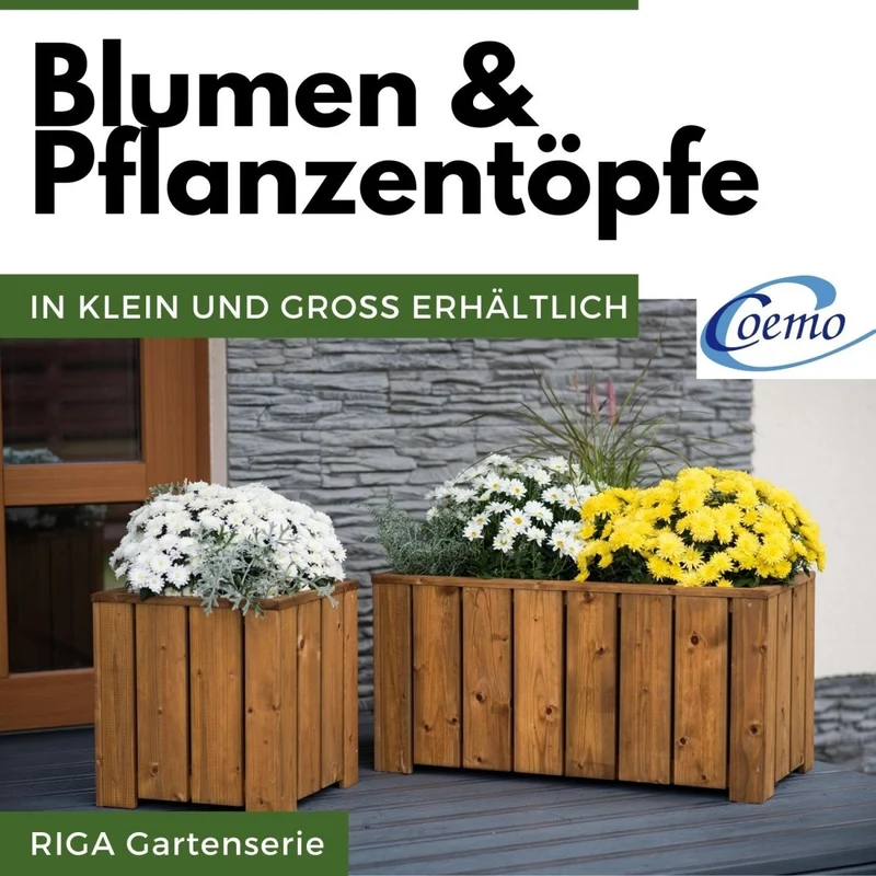 Coemo Blumenkasten Riga groß Holz Kräuterbeet Pflanzkübel