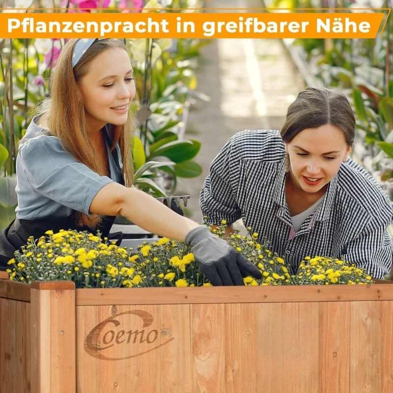 Coemo Hochbeet Kräuterbeet Holz mit Pflanzfolie