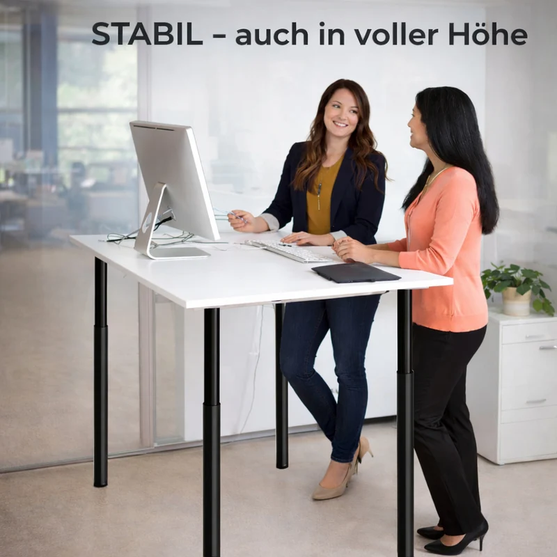 Möbelfuß höhenverstellbar 70-110cm Schwarz-matt Ø60mm Tischbein stufenlos verstellbar