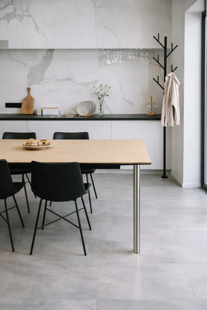 Möbelfuß höhenverstellbar 70-110cm Edelstahl Optik Ø60mm Tischbein stufenlos verstellbar