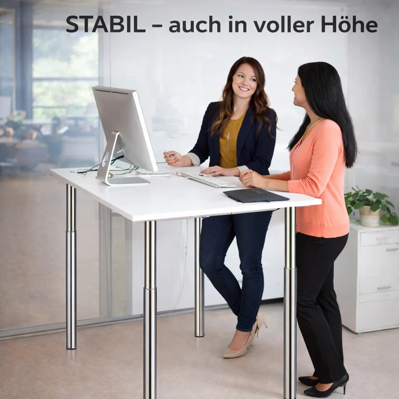 Möbelfuß höhenverstellbar 70–110cm Edelstahl Ø60mm Tischbein stufenlos verstellbar