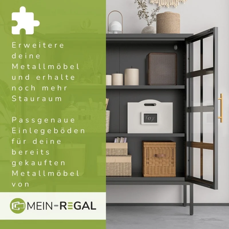 Einlegeboden Schwarz für bestimmte Vitrinen, Highboards & Kommoden
