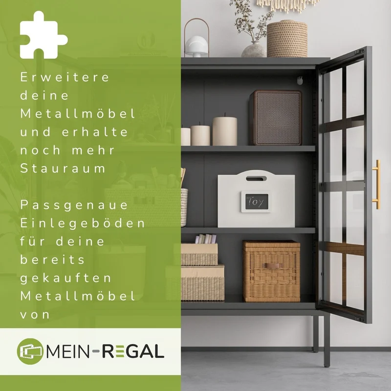 Einlegeboden Schwarz für bestimmte Vitrinen, Highboards & Kommoden