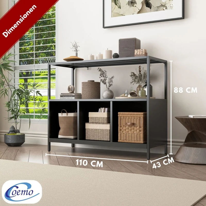 Coemo Sideboard Chicago mit 3 kleinen Fächern und 1 großem Regalfach