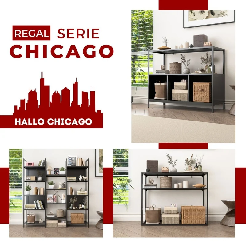 Coemo Sideboard Chicago mit 3 kleinen Fächern und 1 großem Regalfach