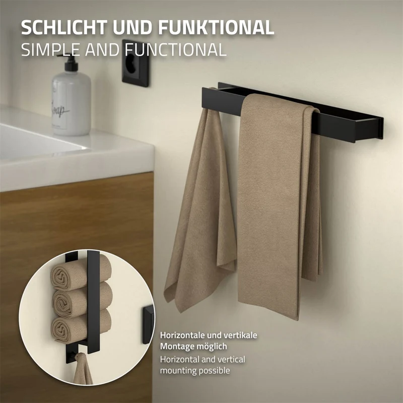 ML-Design | Handtuchhalter 42 cm zum Kleben ohne Bohren mit Haken