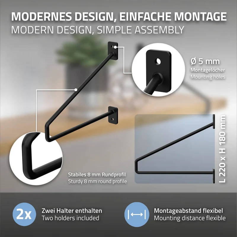 ML-Design | Wandkonsole 2er Set aus Stahl Regalhalterung