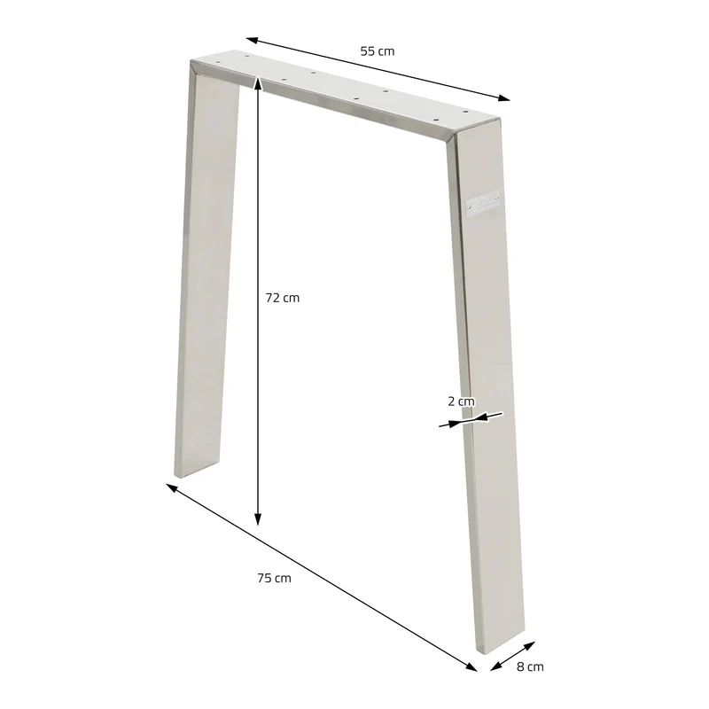 B-Ware Tischbeine 2er Set 75x72 cm Silber aus Edelstahl ML-Design