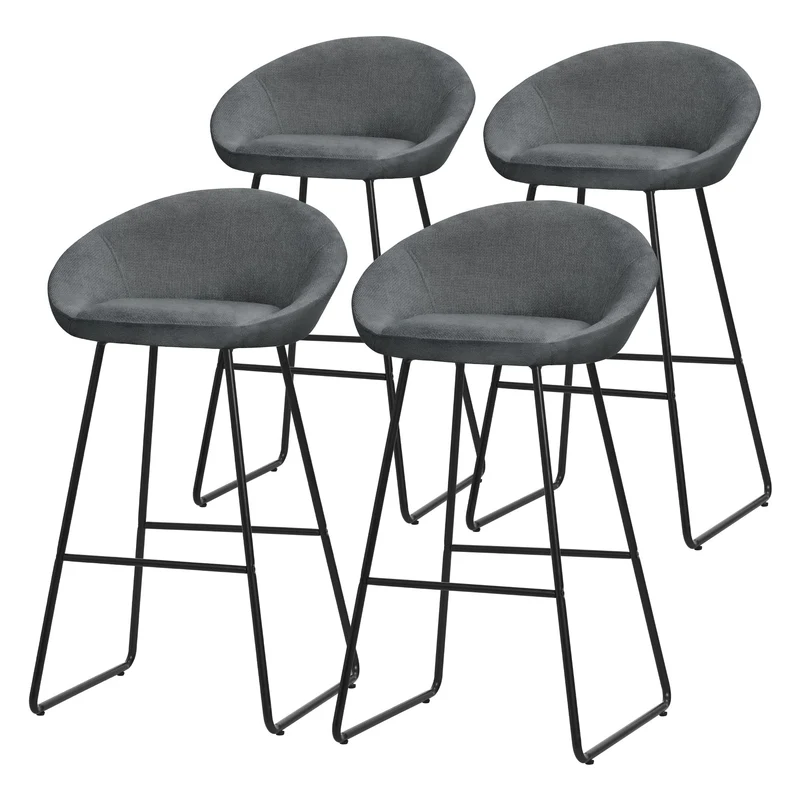 ML-Design | Barhocker Set mit Rückenlehne und Fußstütze, 56x94x50 cm, Tresenhocker Küchenhocker Bistrohocker