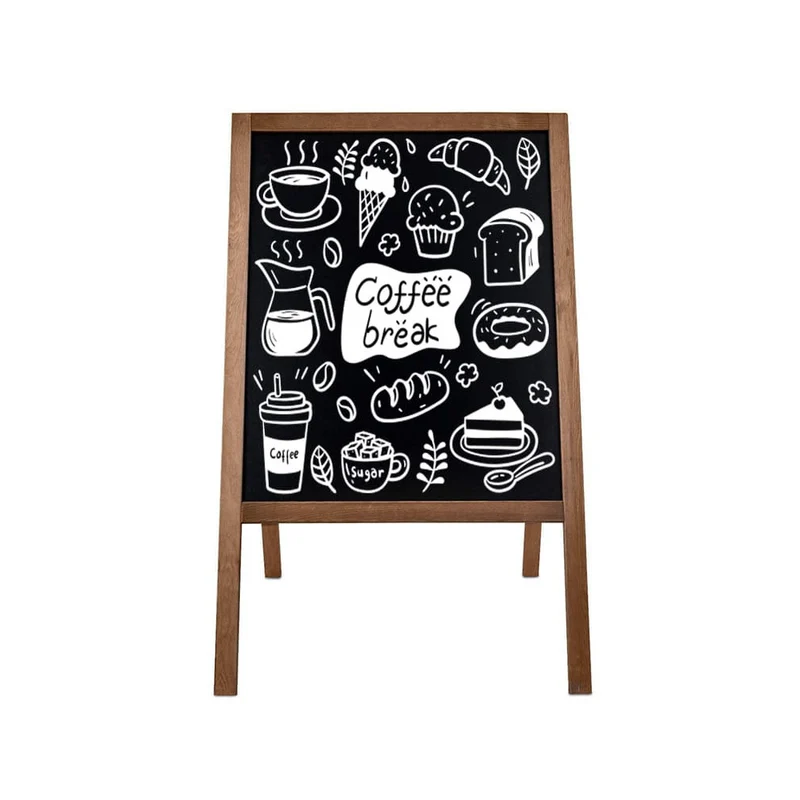 Holz Kreidetafel-Aufsteller, 60x100cm, Dunkelbraun, Indoor
