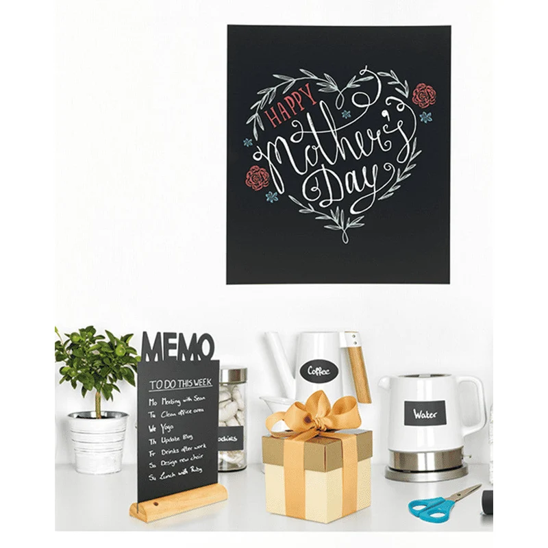 Tischkreidetafel „MEMO“ Aufsteller 21×35 cm mit Holzfuss