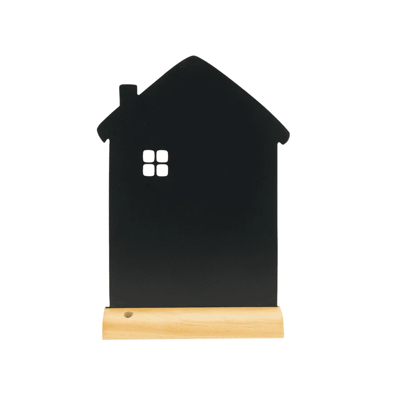 Tischkreidetafel „Haus“ Aufsteller 23×32 cm mit Holzfuss