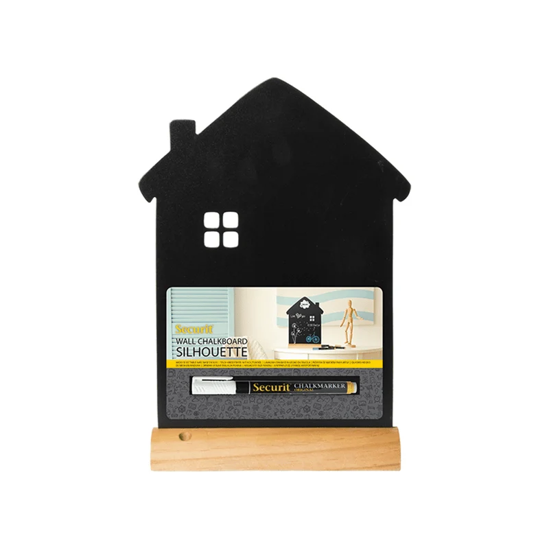 Tischkreidetafel „Haus“ Aufsteller 23×32 cm mit Holzfuss