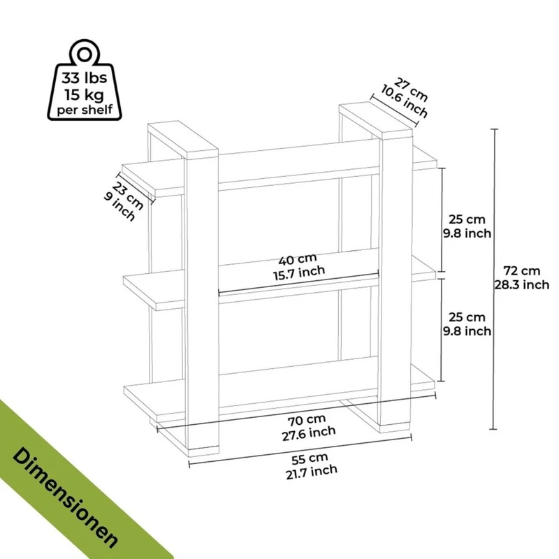 Mein-Regal Wandregal DUOMO aus Holz MDF, bis zu 3 Fächer
