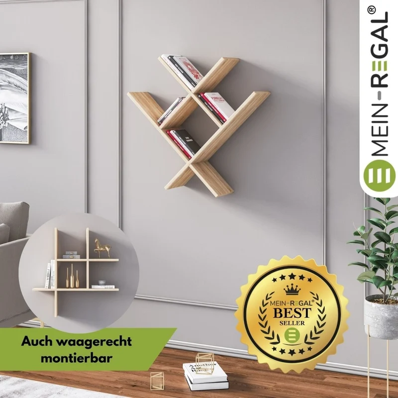 Mein-Regal Wandregal VALLE aus Holz MDF, bis zu 5 Fächer